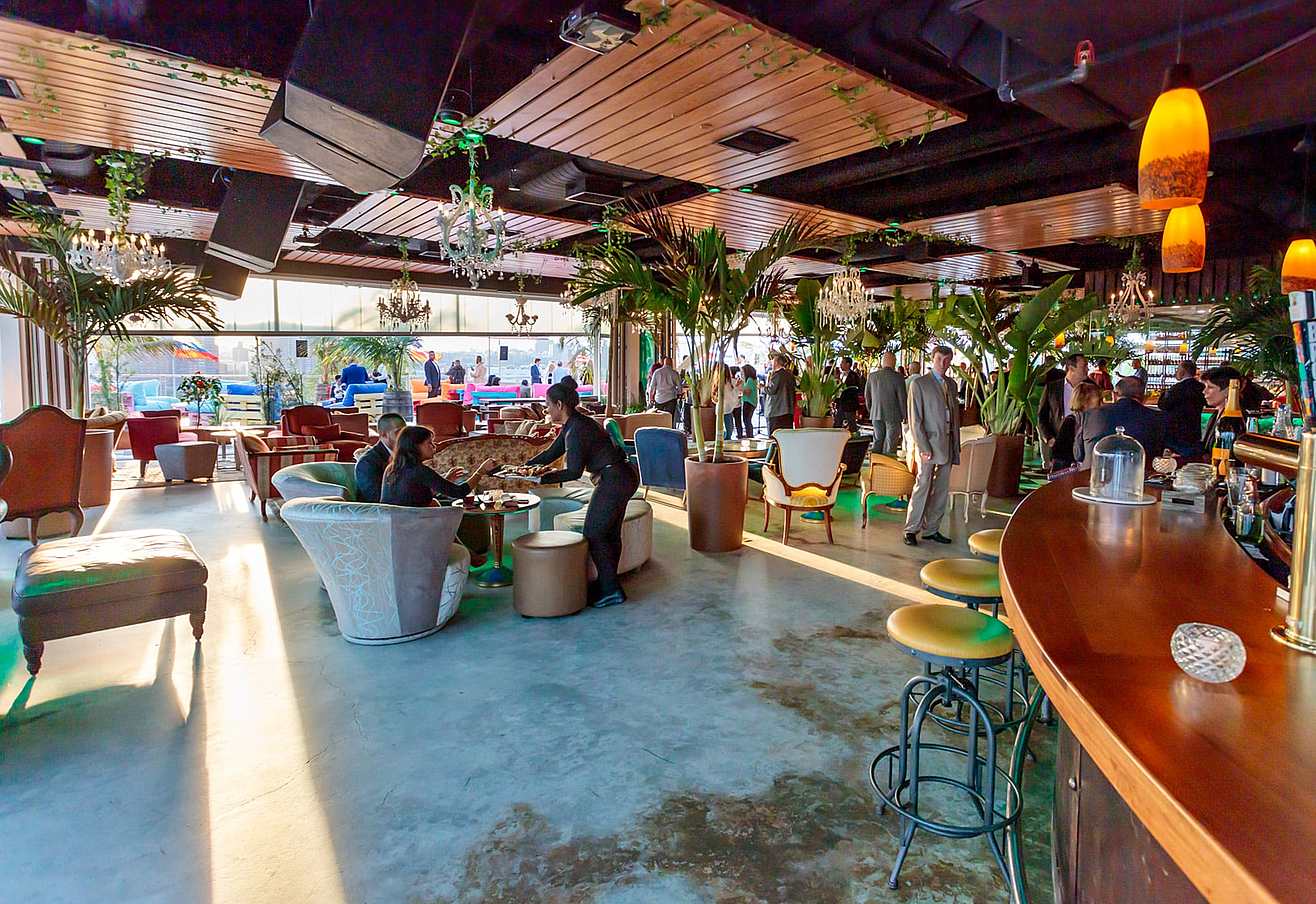 rooftop bar with collapsible glass walls