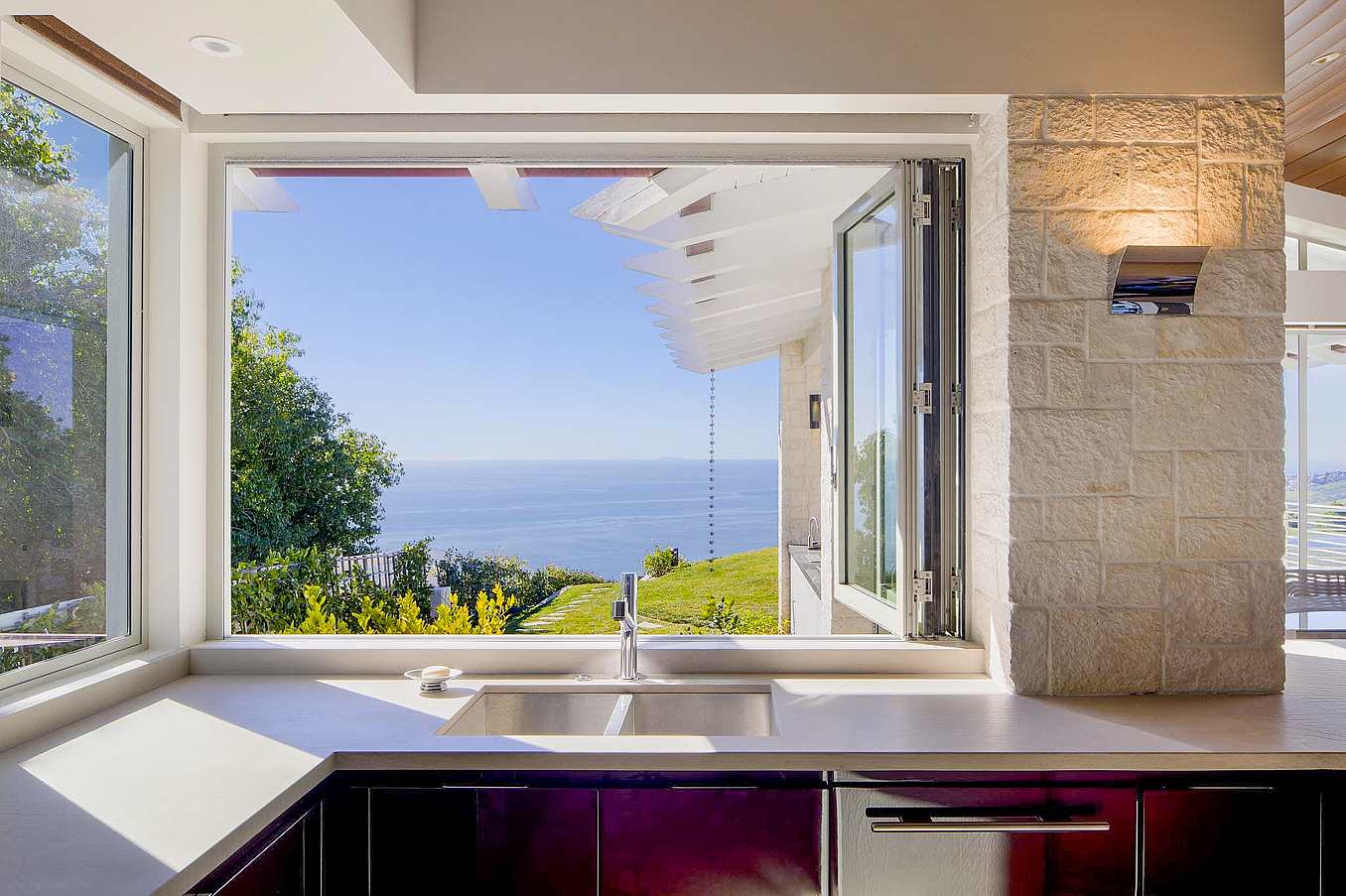 folding glass windows in kitchens