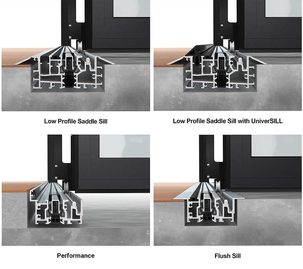 NanaWall Generation 4 performance sills for folding glass walls