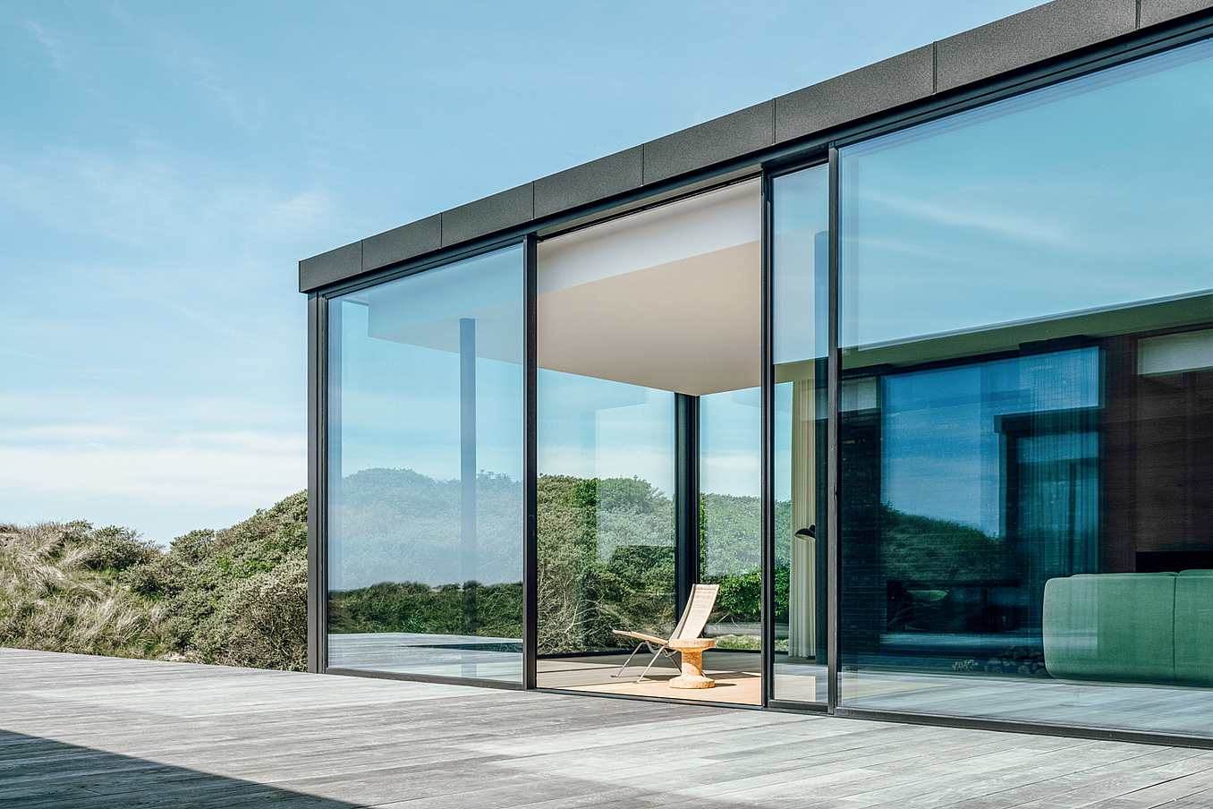 minimal sliding glass walls