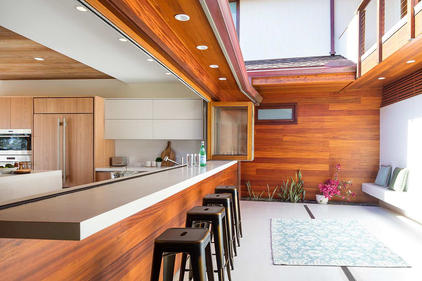 wood framed moveable glass walls