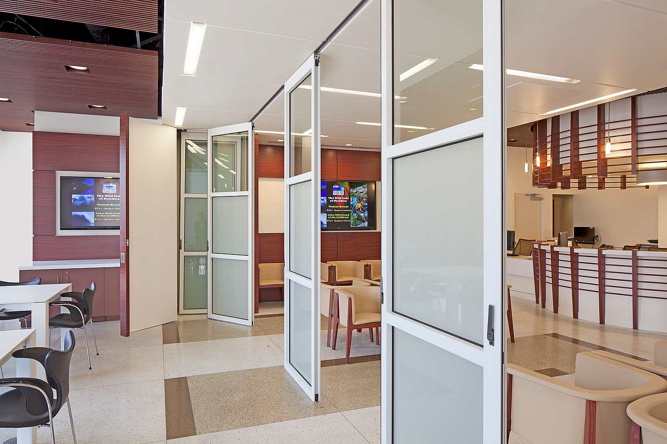 single track stacking interior glass partitions