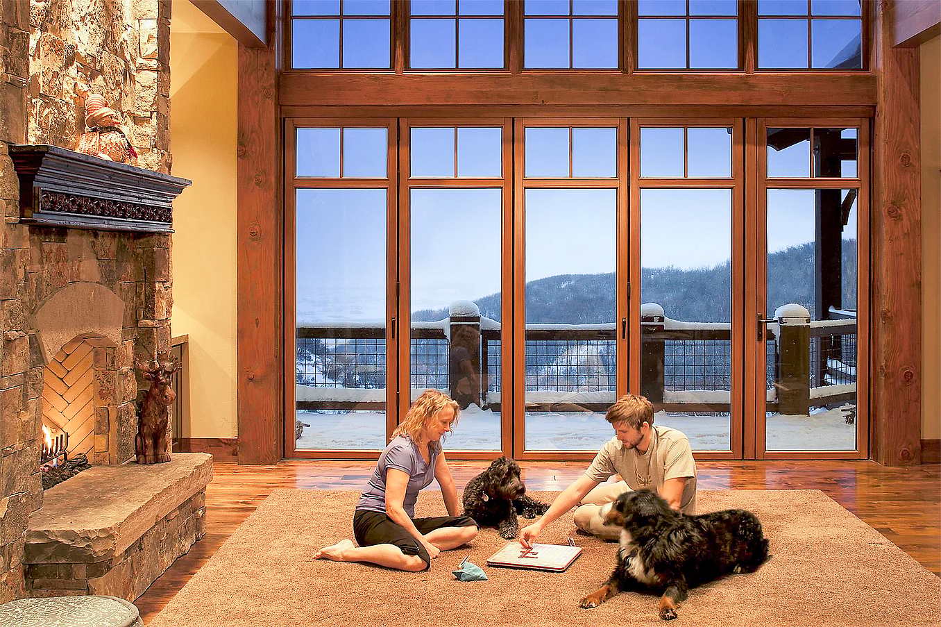 folding patio doors with simulated divided lites
