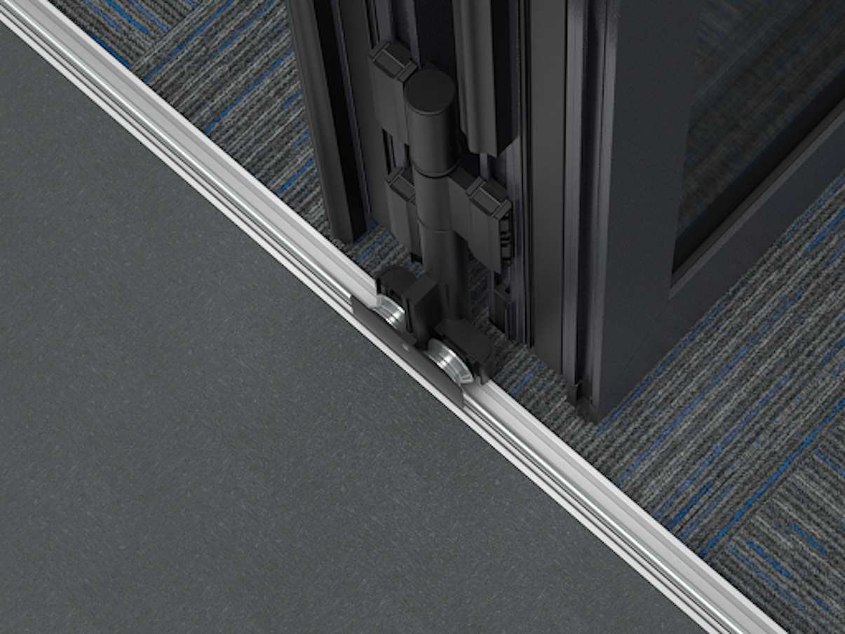 Generation 4 folding door systems with surface mounted flush sill
