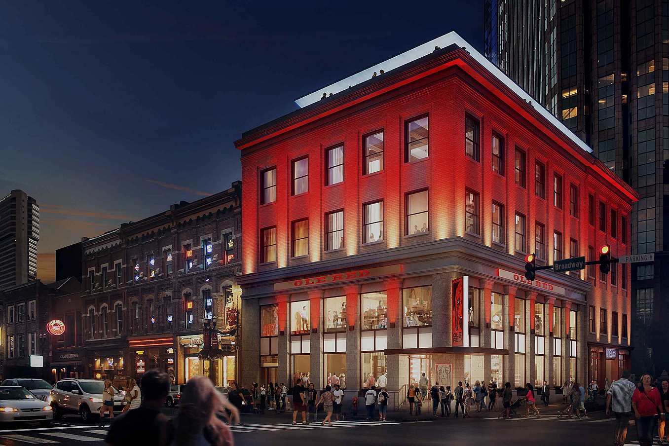 HSW60 stacking glass wall on Broadway in downtown Nashville