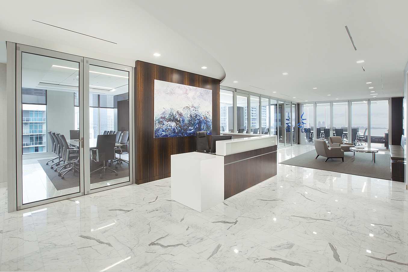 modern law office with movable glass doors