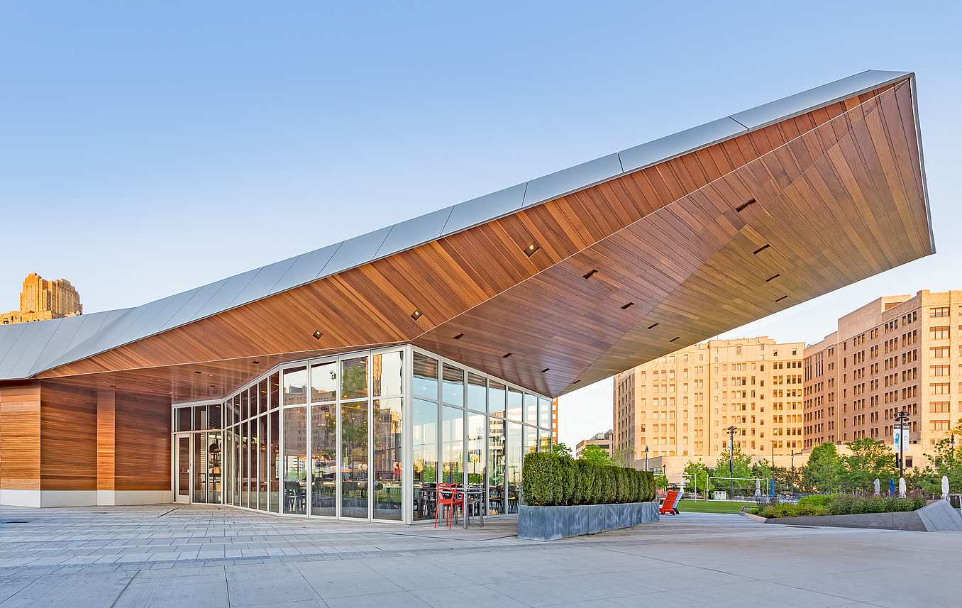 commercial glass doors at Lumen Detroit