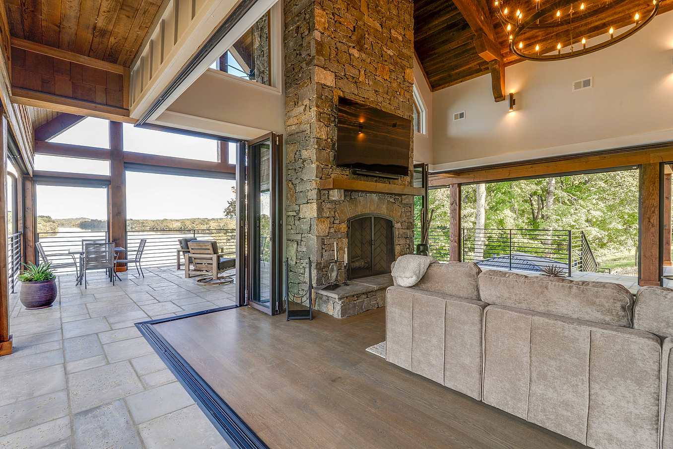 open corner design with folding glass door system