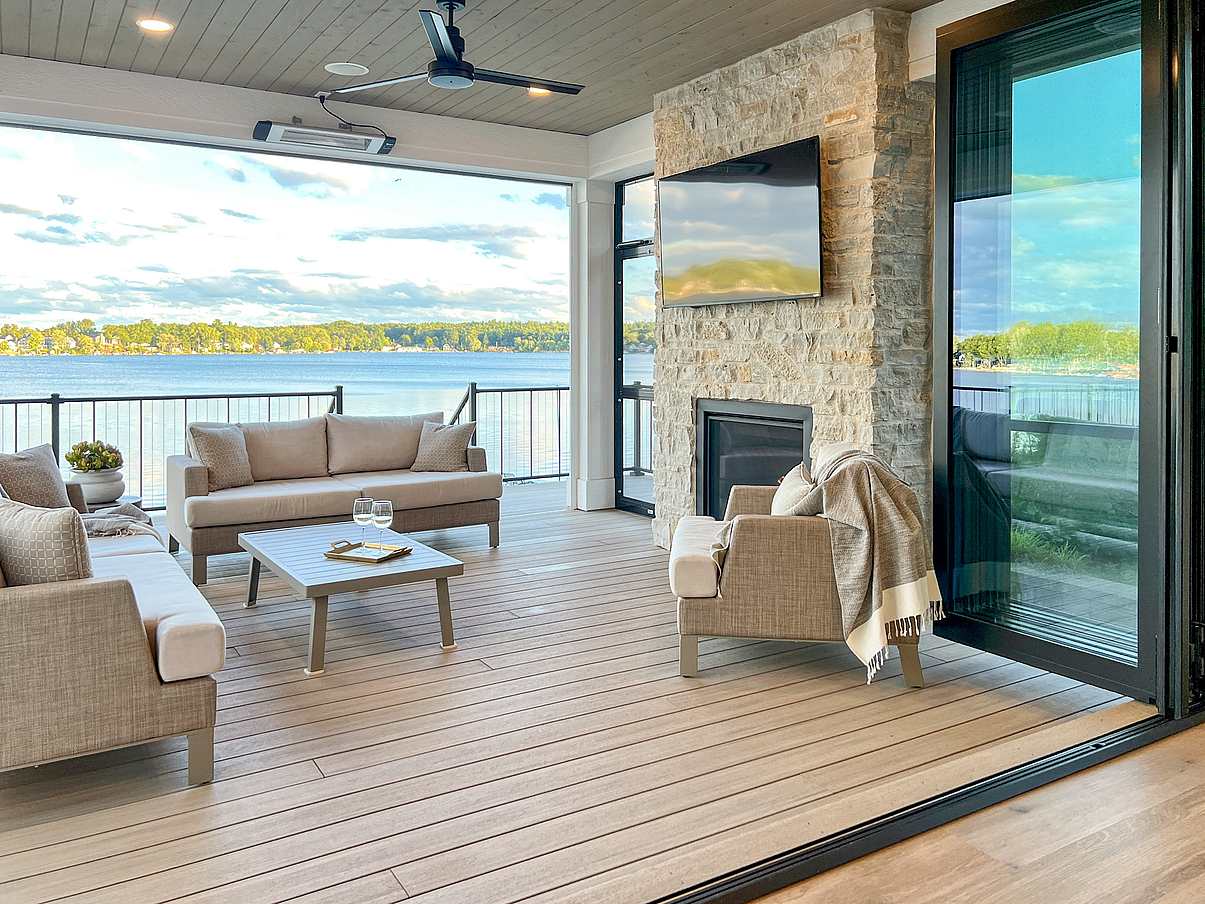 aluminum framed folding glass door in remodel