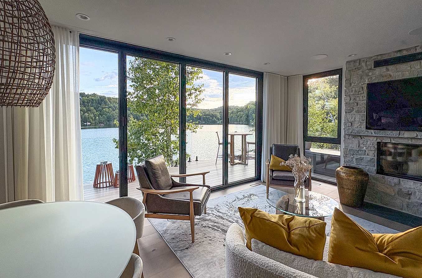folding glass patio door on the water
