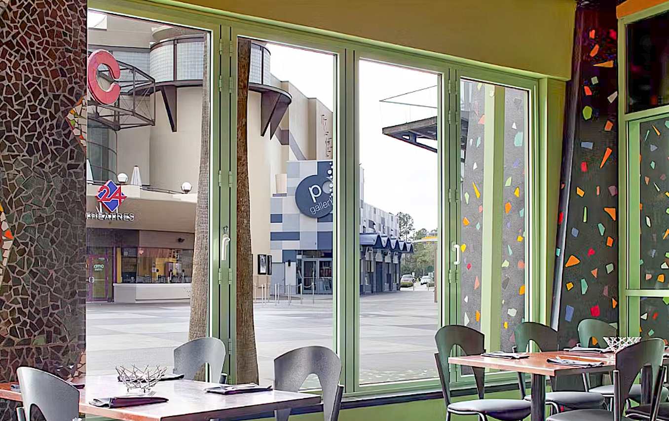 restaurant branding with NanaWall movable glass wall systems