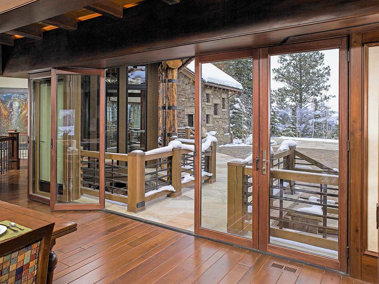 energy-efficient wood framed sliding glass wall