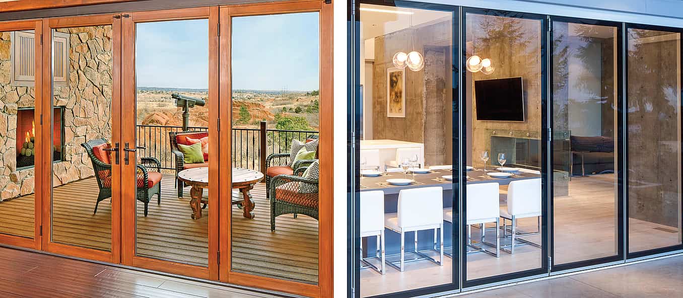 wood framed vs. aluminum framed opening glass walls