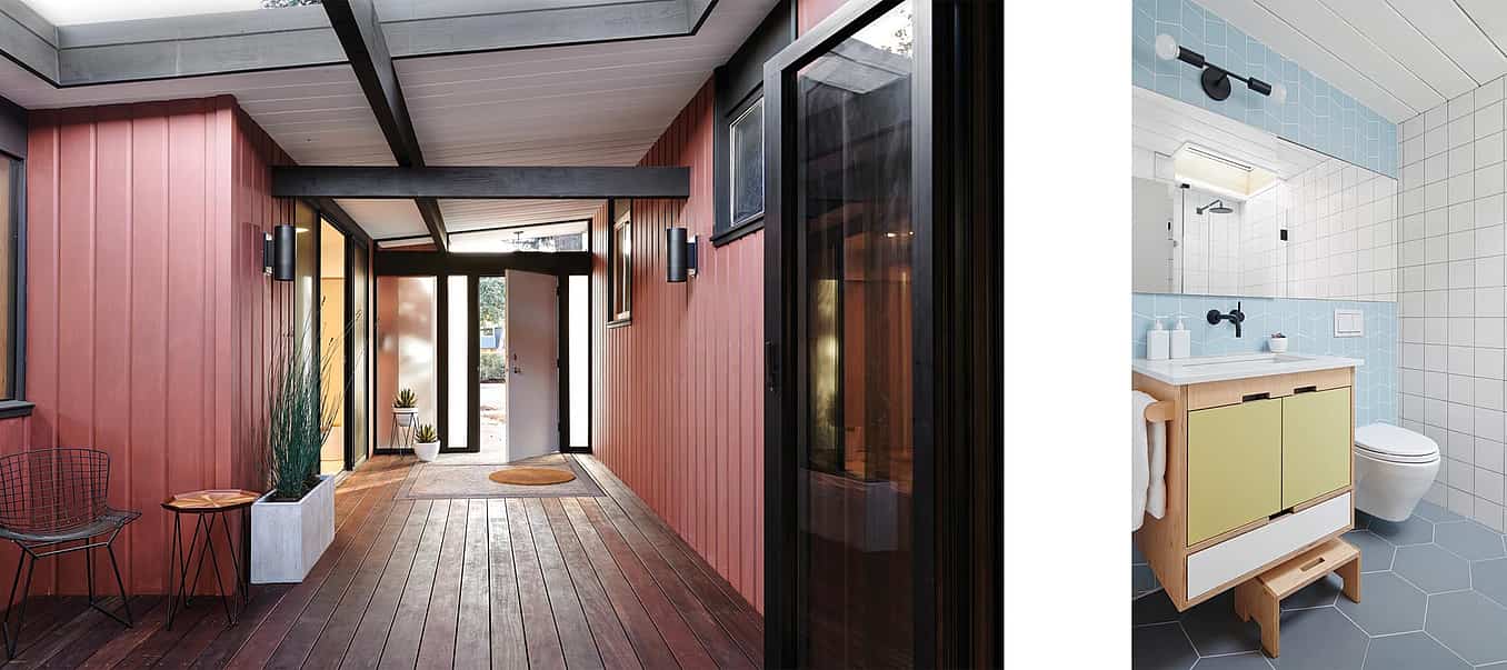Eichler homes remodel details painted in international orange