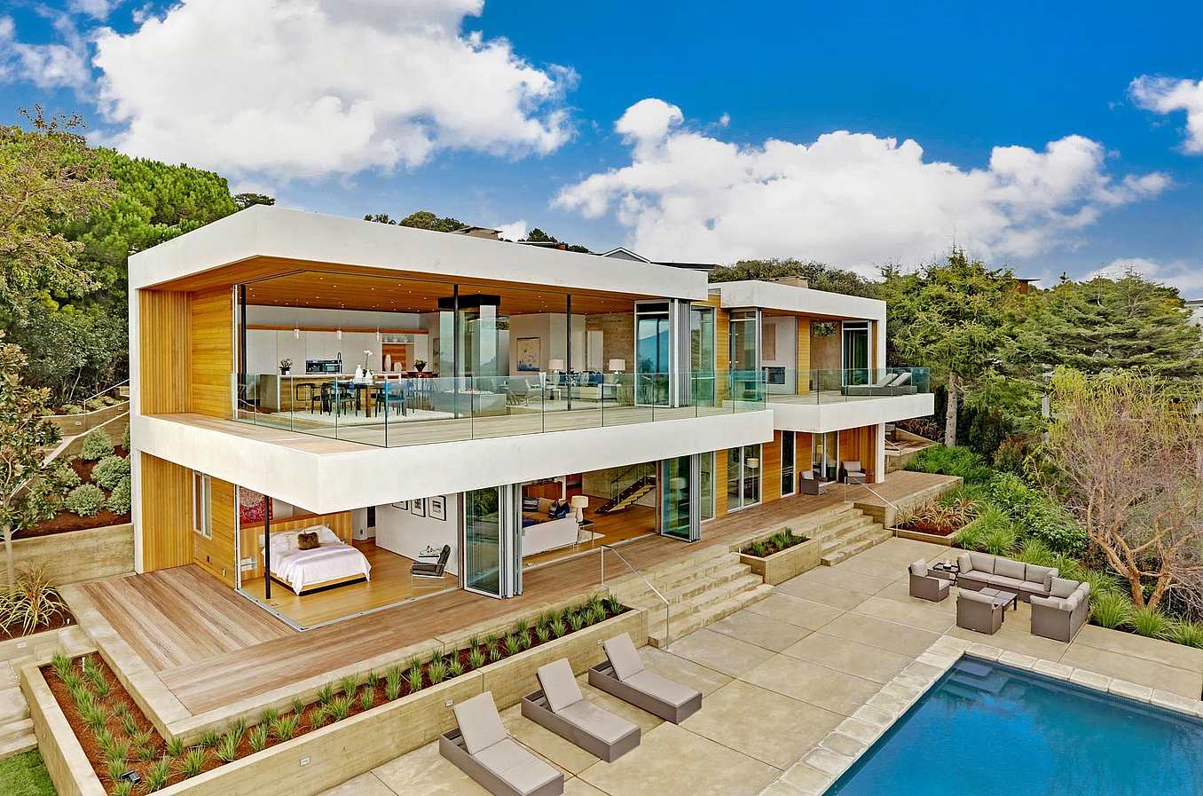 opening glass walls design inspiration in every room of Tiburon home