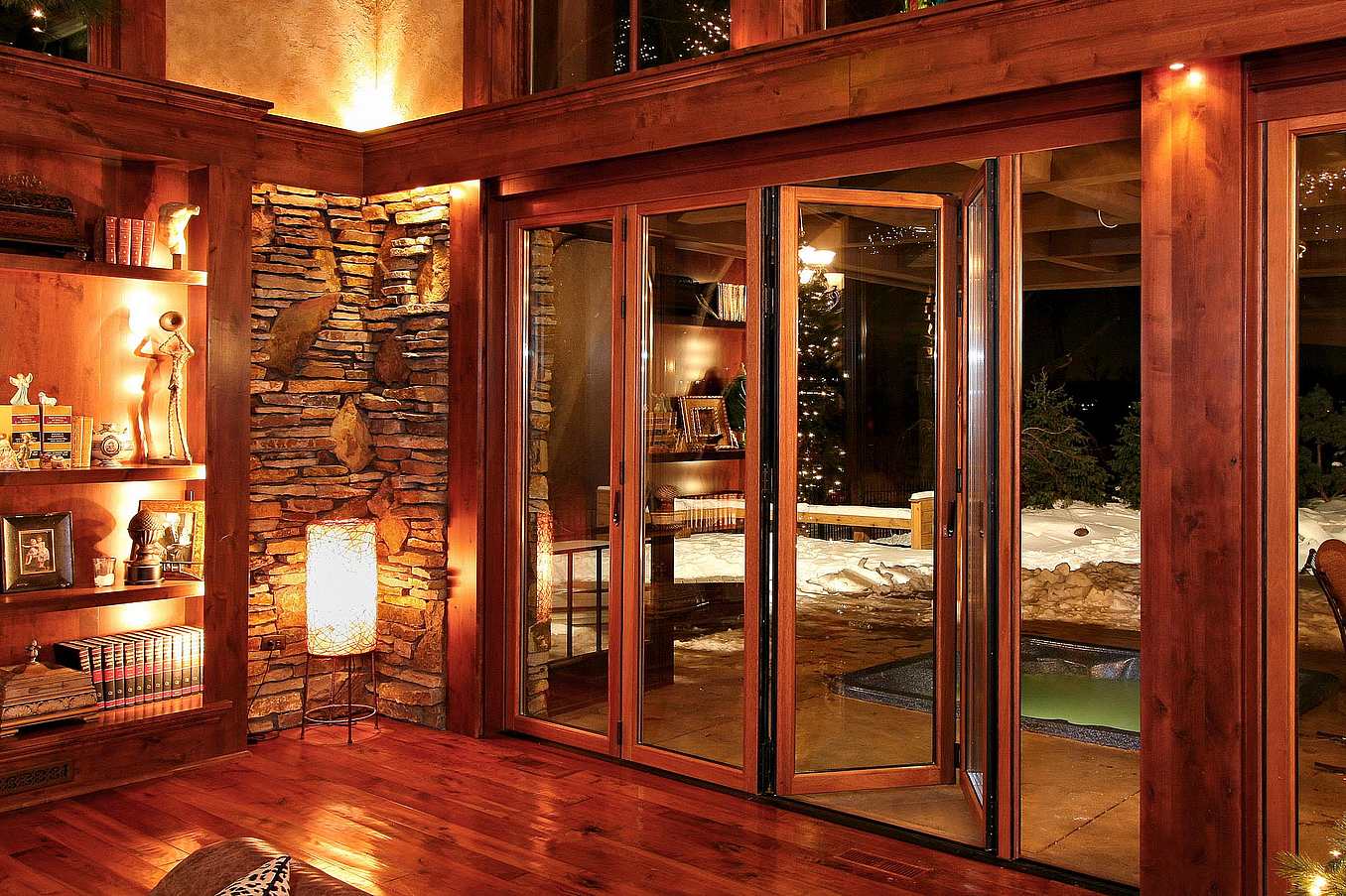 wood opening glass wall system