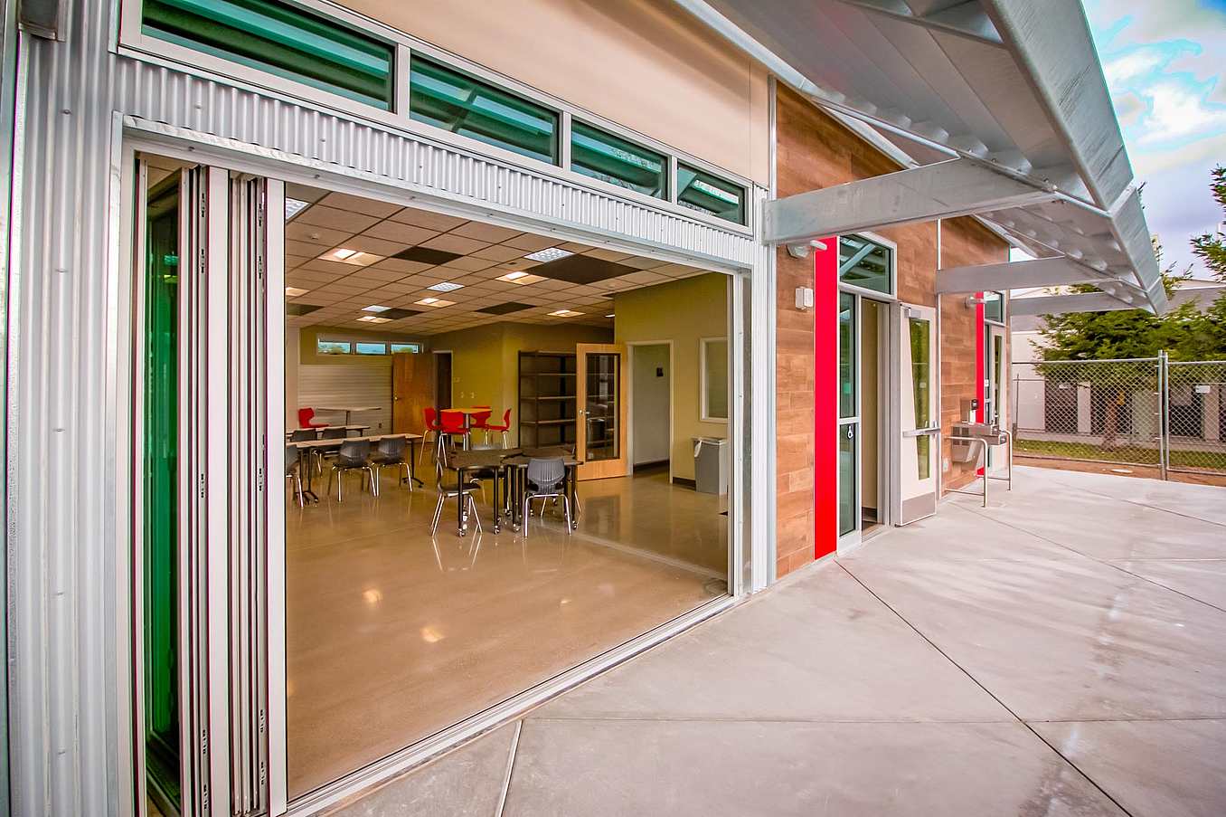 STEM classroom design exterior and interior glass walls