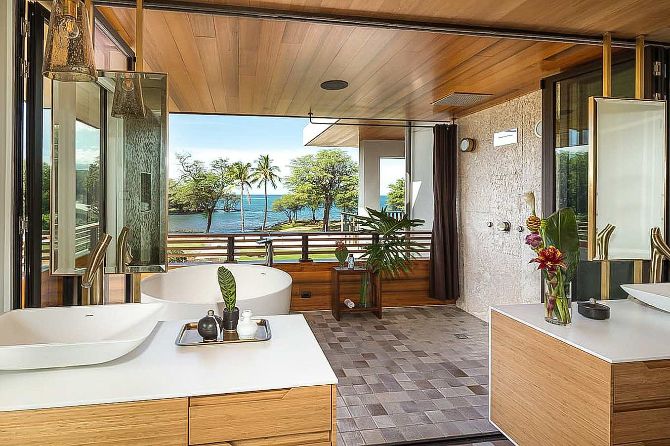 retractable glass doors in bathroom