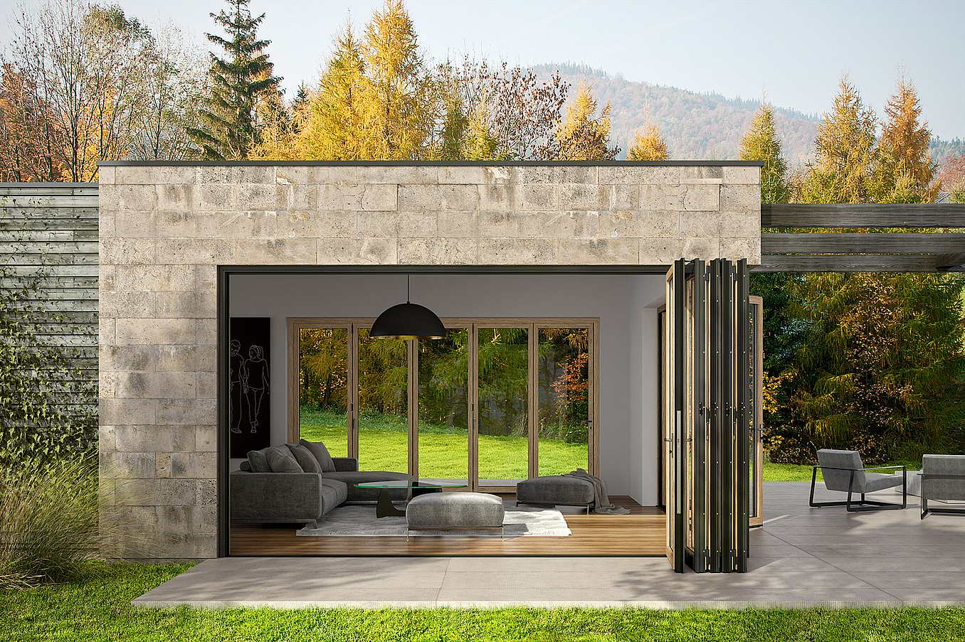 Highly Customizable Aluminum Clad Folding Glass Wall