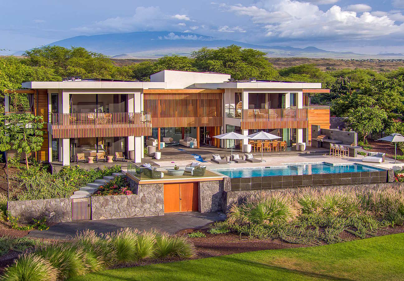 Airbnb with exterior glass wall systems