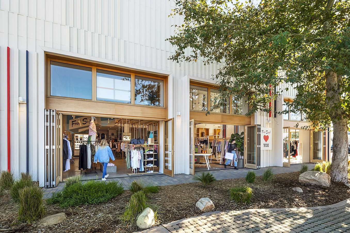 NanaWall wood framed moveable glass wall systems at Fred Segal