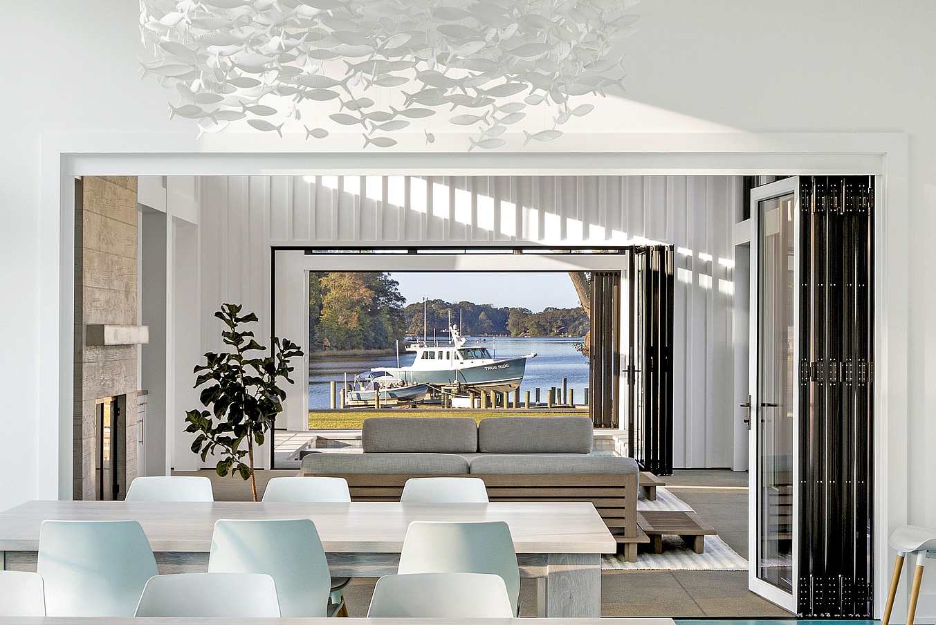 water view through NanaWall folding glass doors