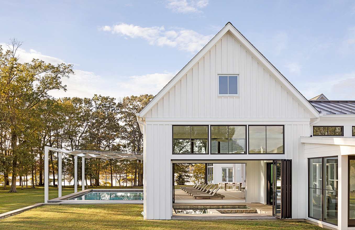 Modern farmhouse with NanaWall folding glass doors
