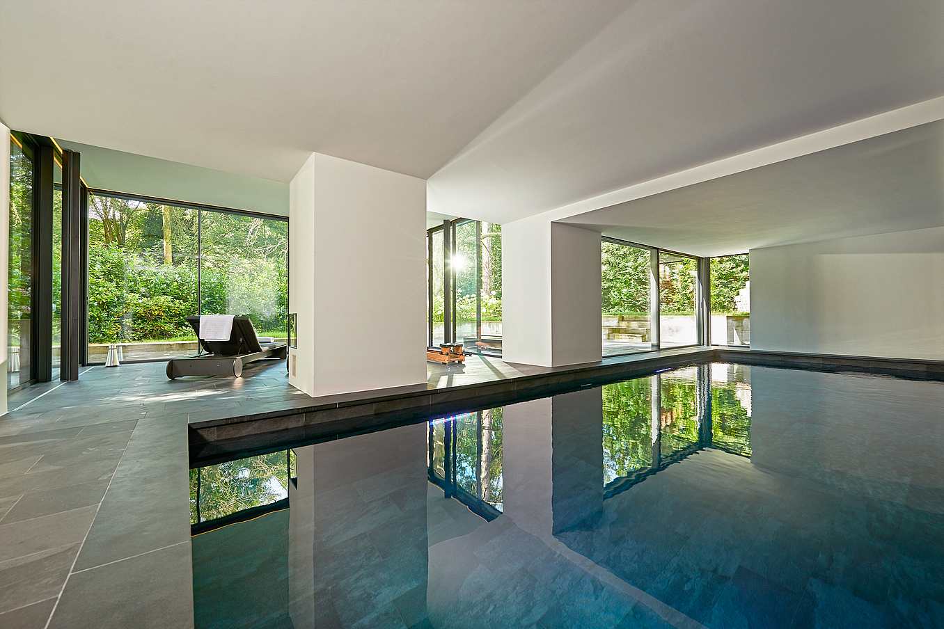 minimal framed sliding operable glass walls