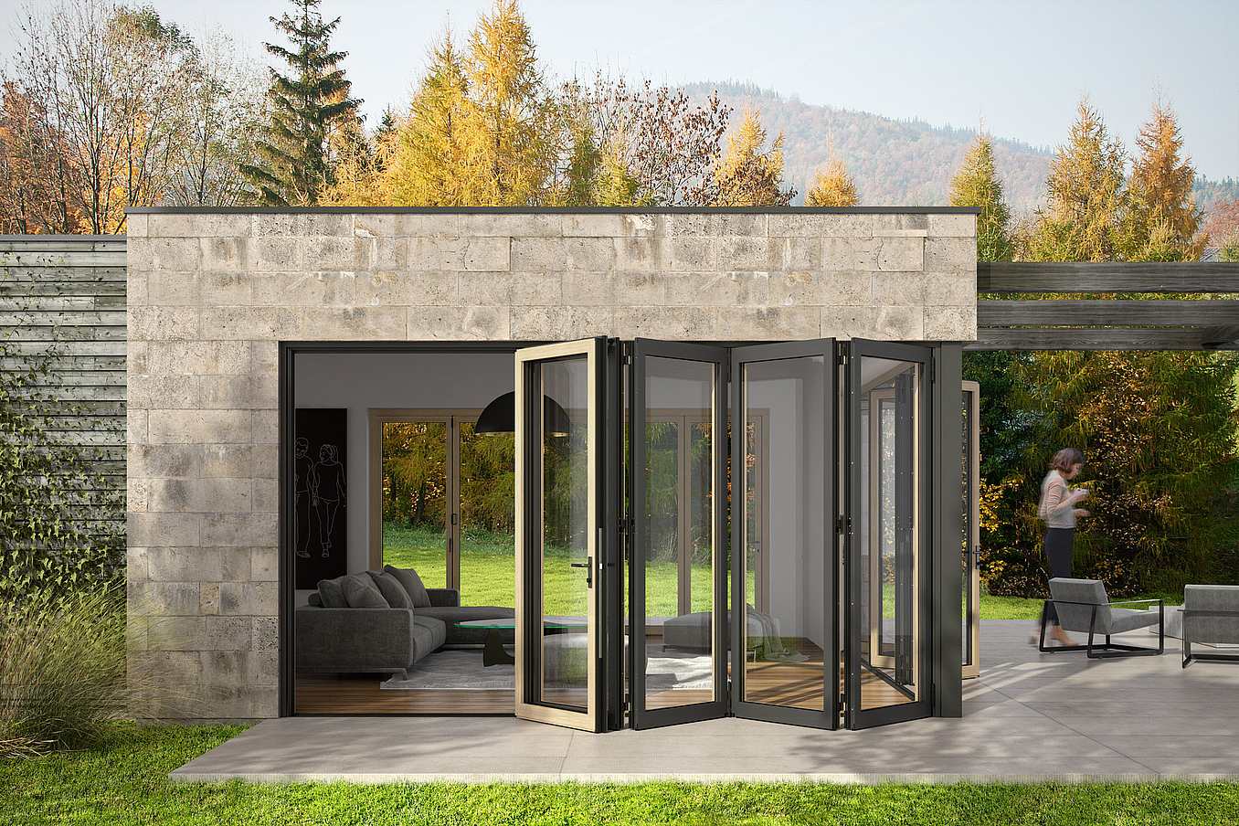 clad bifold glass doors