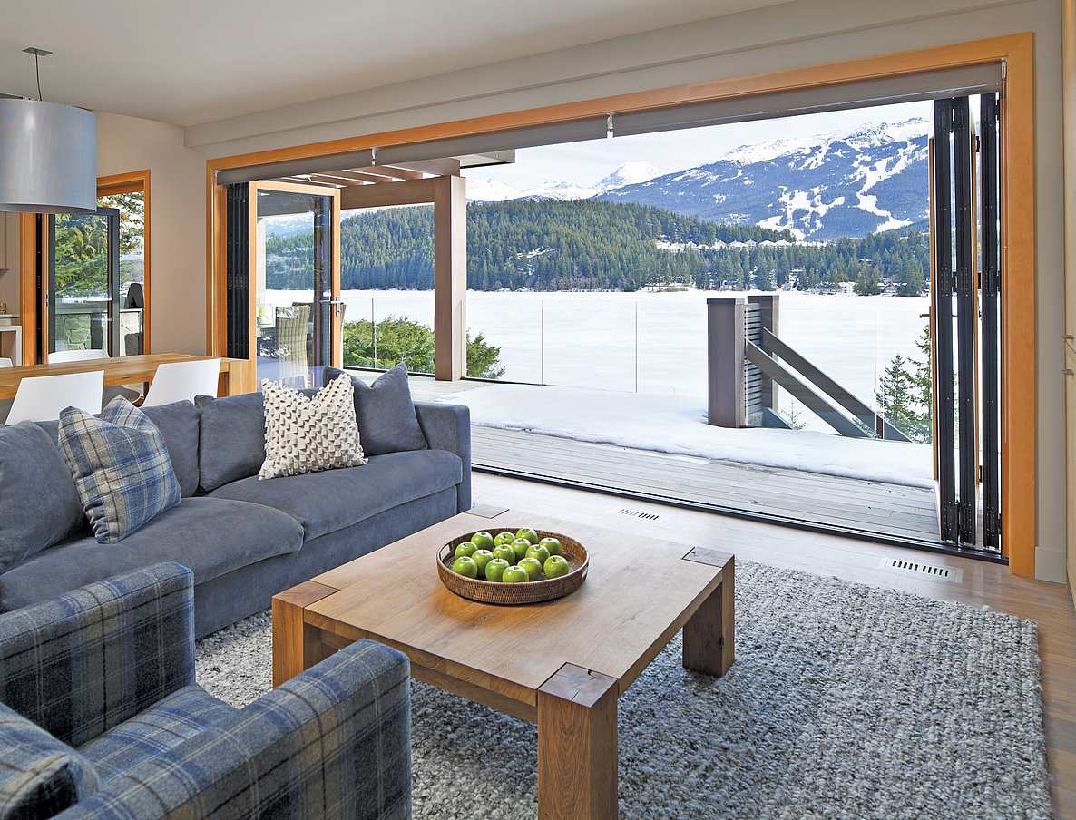 folding glass walls in snow