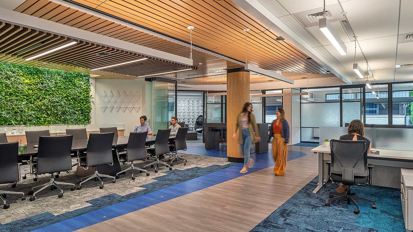 Conference room design with acoustic frameless glass partition system