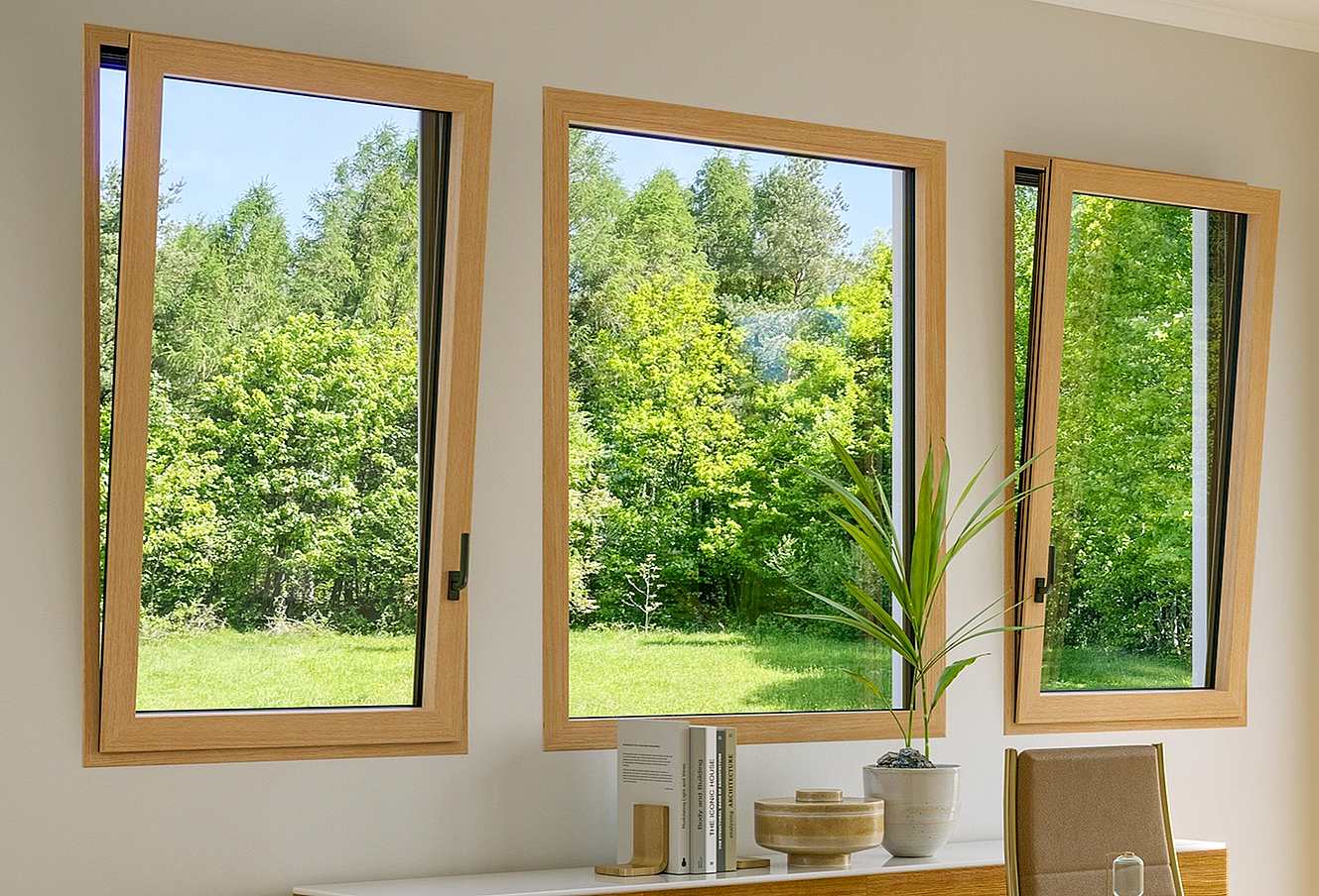 wood framed aluminum clad tilt turn windows