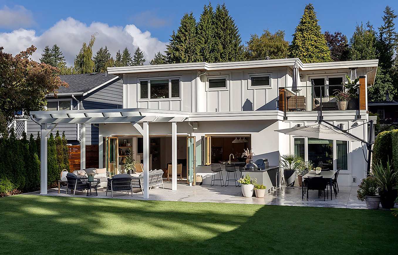 home remodel with folding glass doors and windows