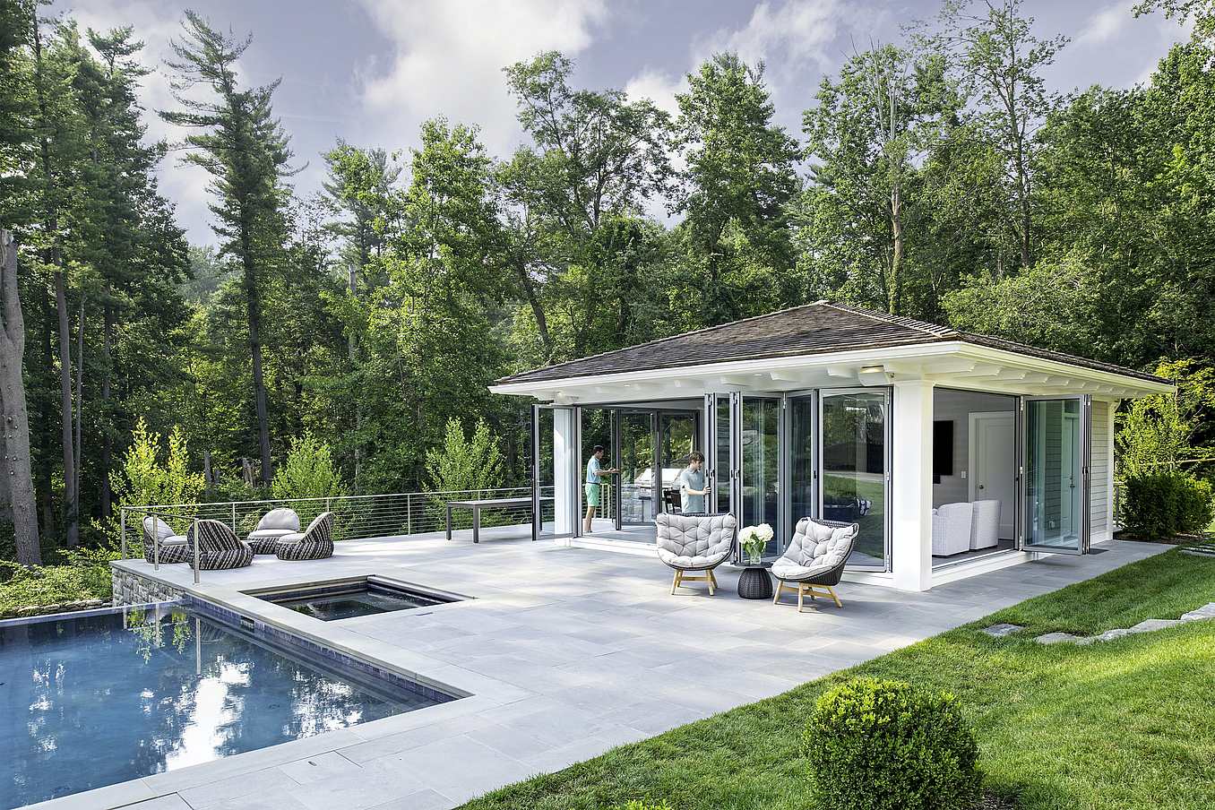 floating panels set with aluminum folding glass door systems