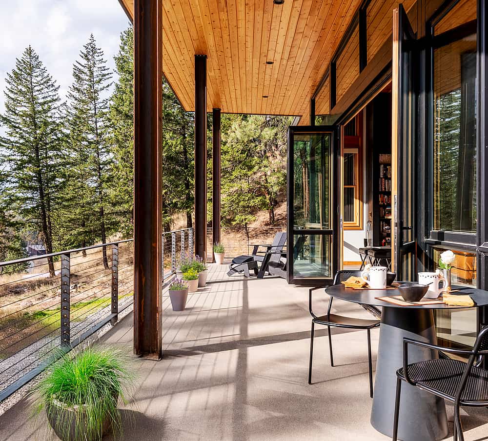 aluminum clad movable glass doors on porch