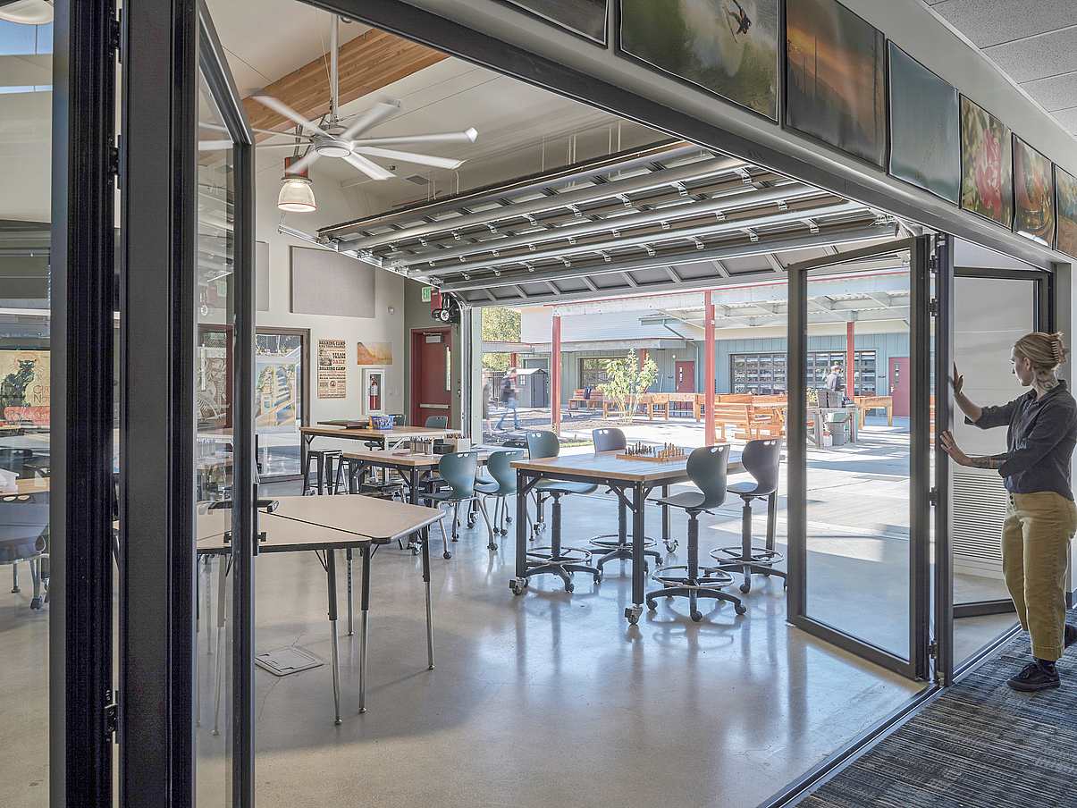 bifold glass walls in school design