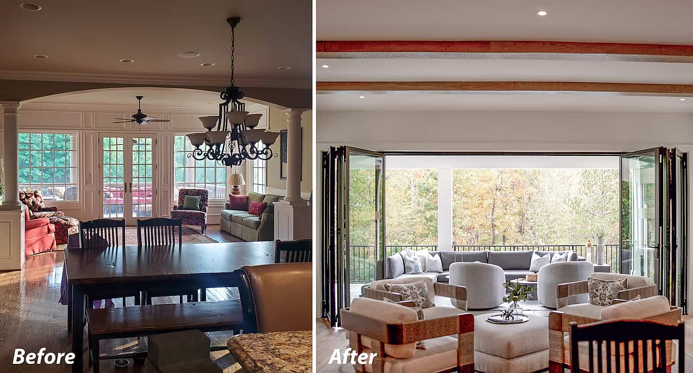 remodel to connection to outdoors with accordion glass doors