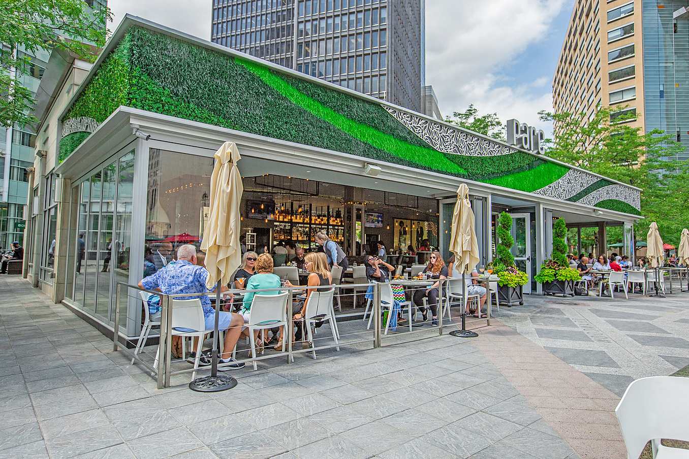 modern restaurant design with restaurant glass patio doors