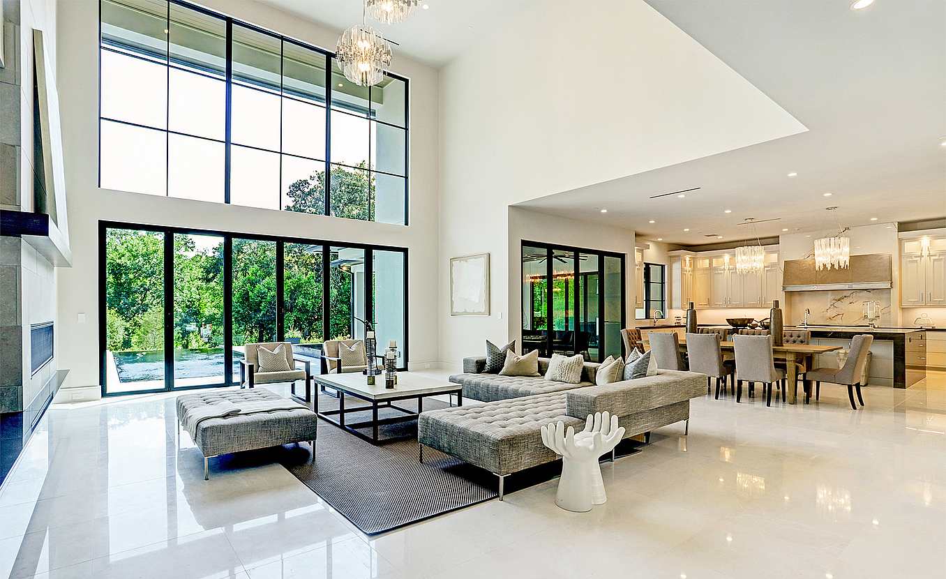 custom home design with residential folding glass door