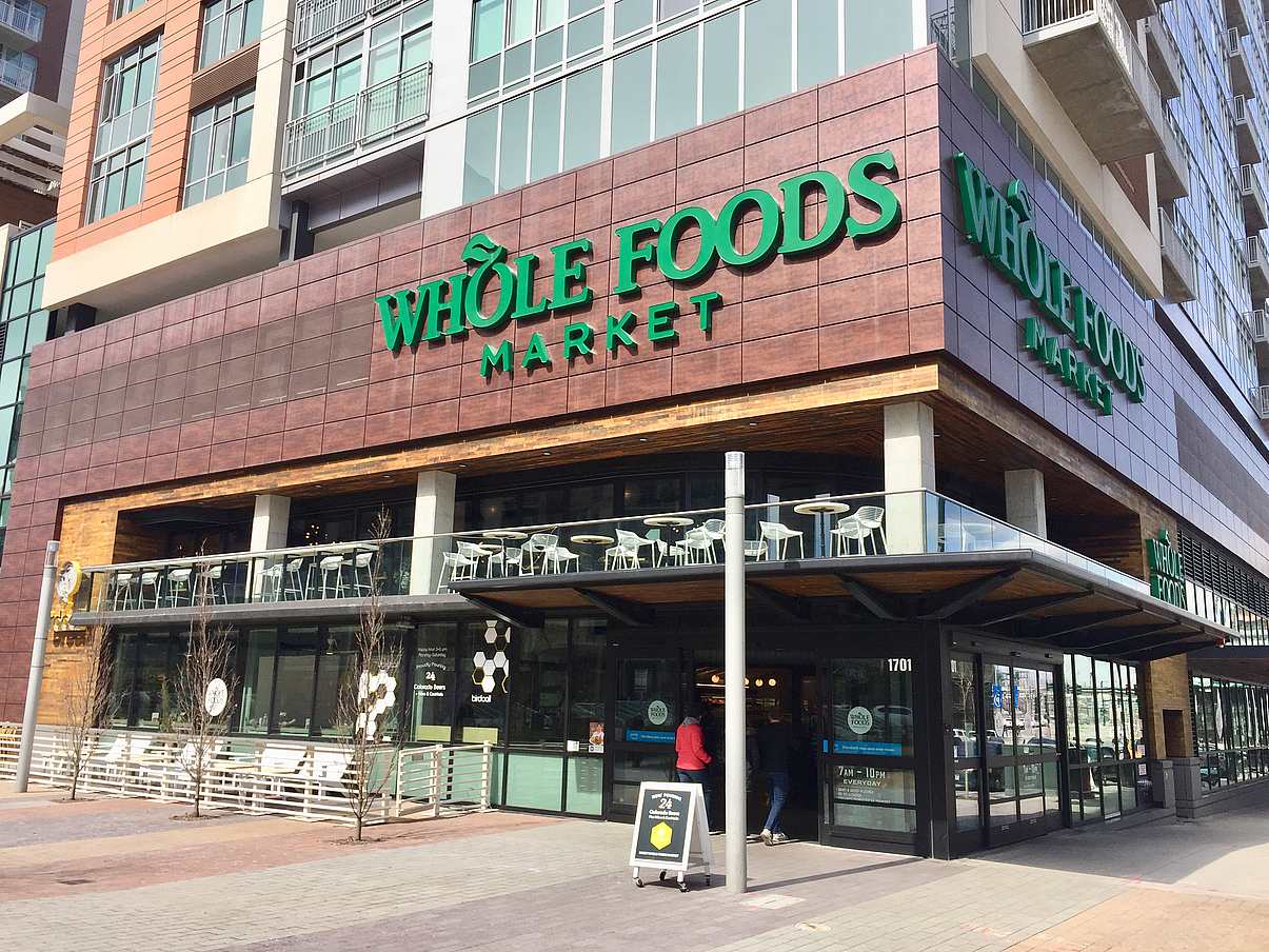 Whole Foods Market storefront Denver with moving glass wall systems