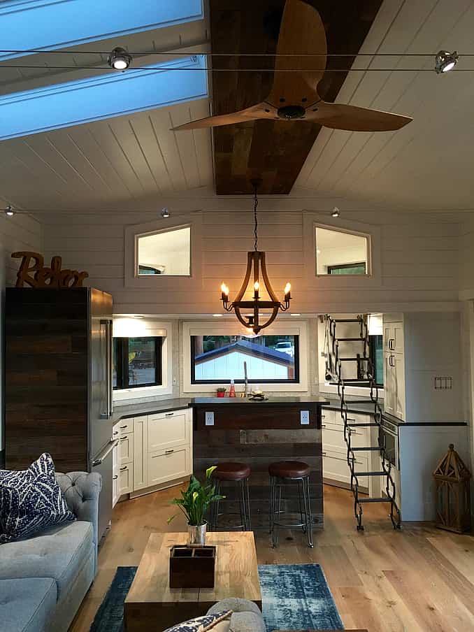 The kitchen inside Shawn and Shellyâ€™s tiny home in Maui