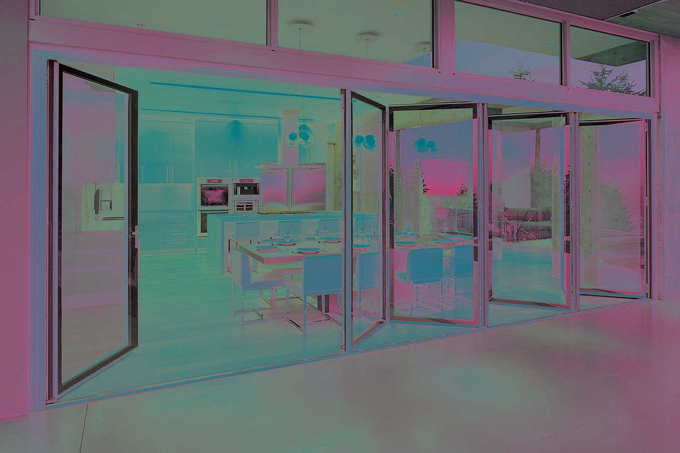 structurely glazed edge-to-edge folding glass walls with beautiful aesthetics