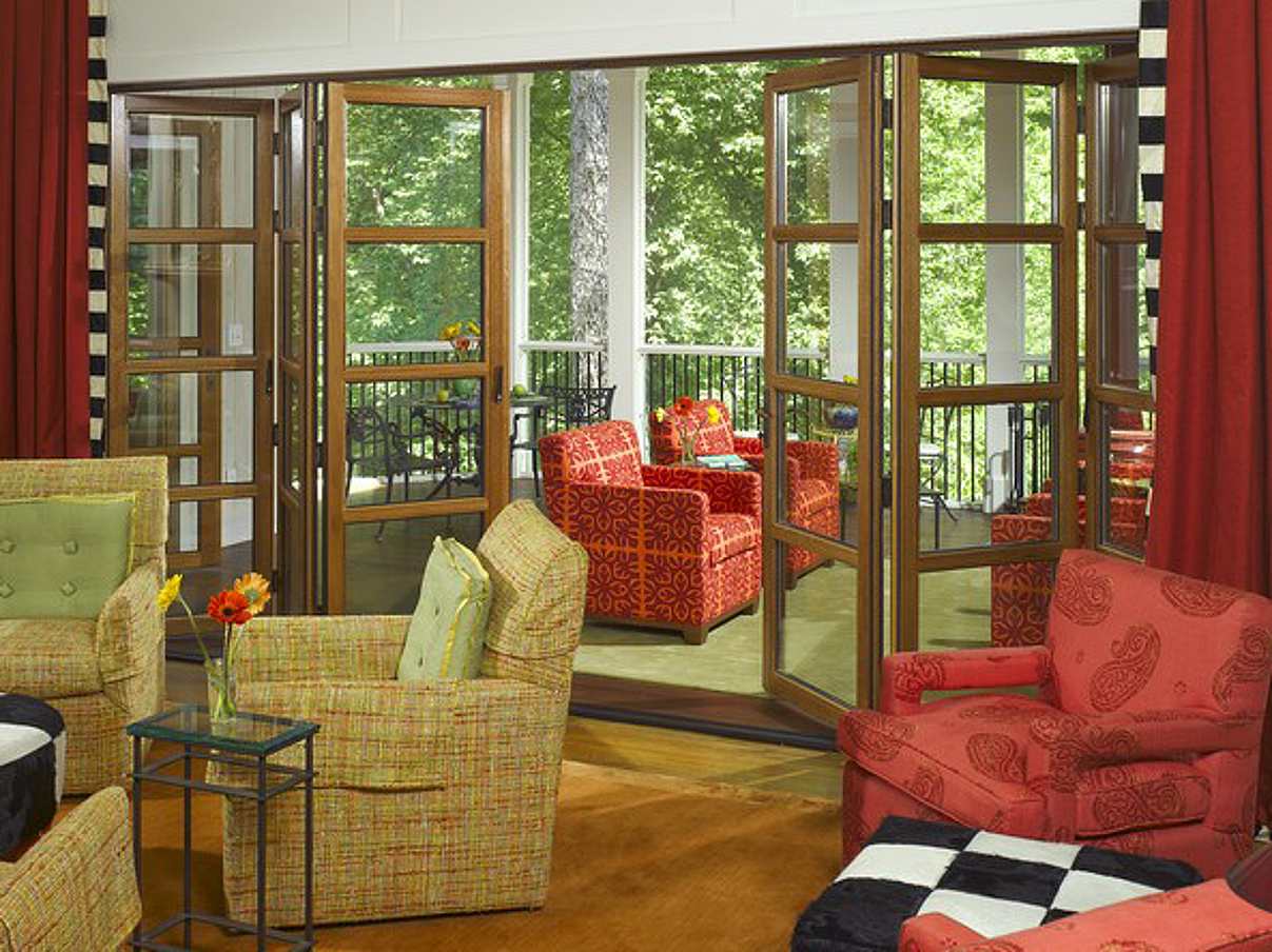 NanaWall wood framed folding glass wall