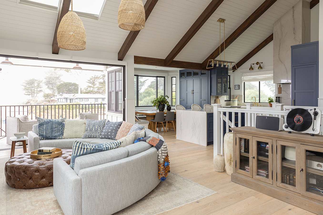 bifold glass door system in seaside cottage