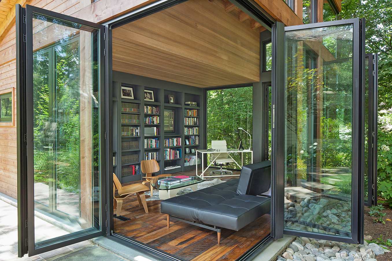 aluminum framed folding glass door system