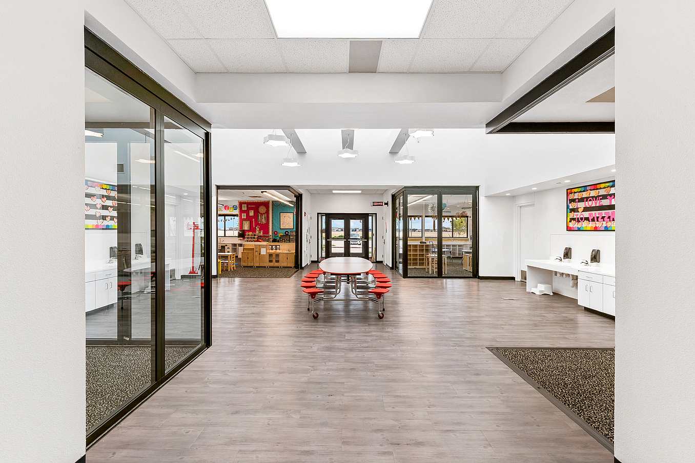 stacking operable glass systems in classroom design