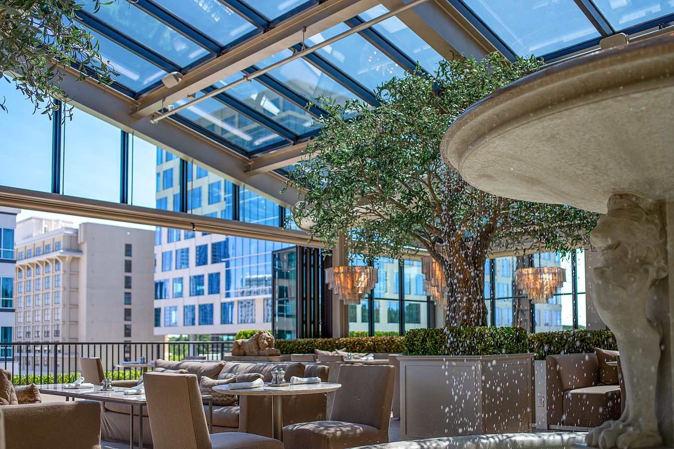 rooftop commercial glass doors at RH Restaurant
