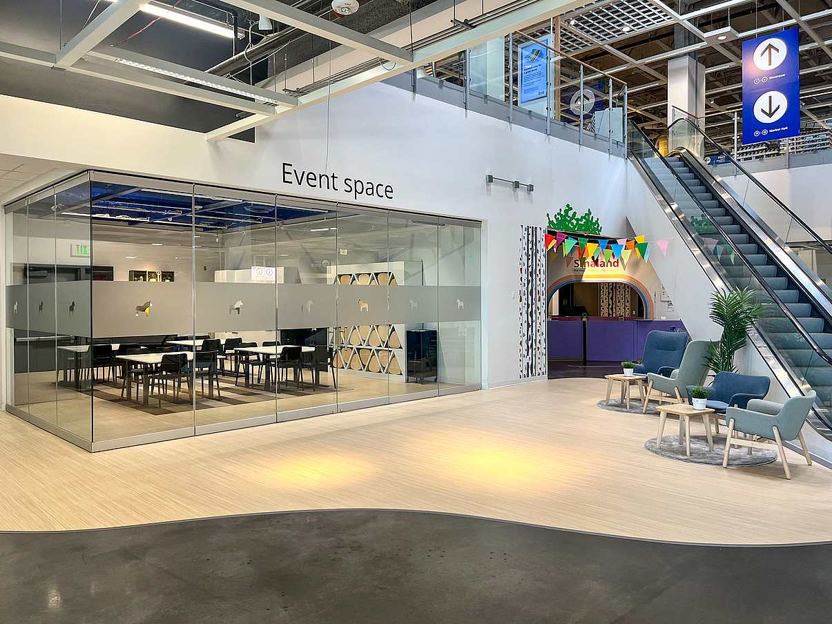 Ikea furniture store design with frameless commercial glass doors by NanaWall