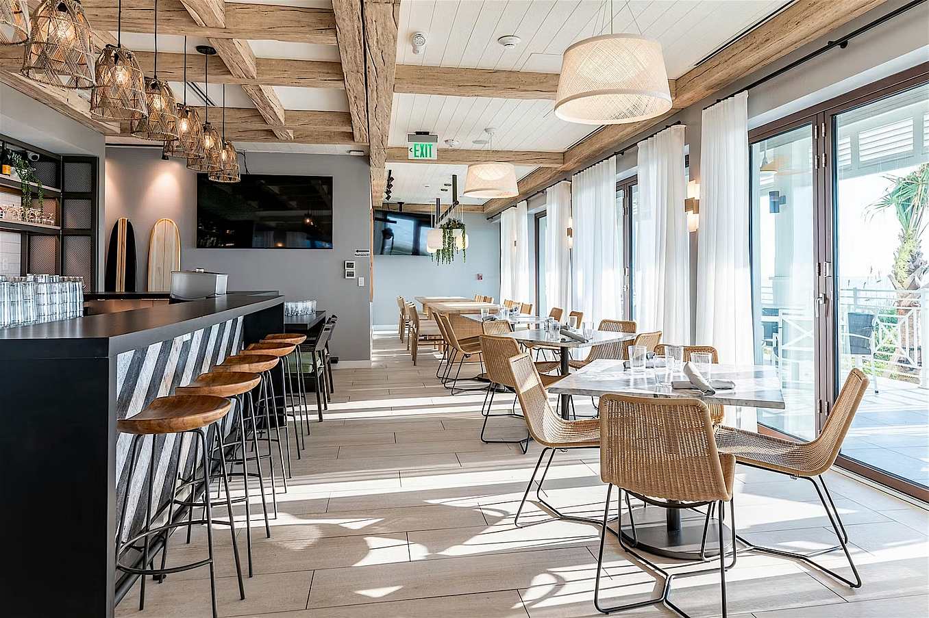 opening glass walls in hotel