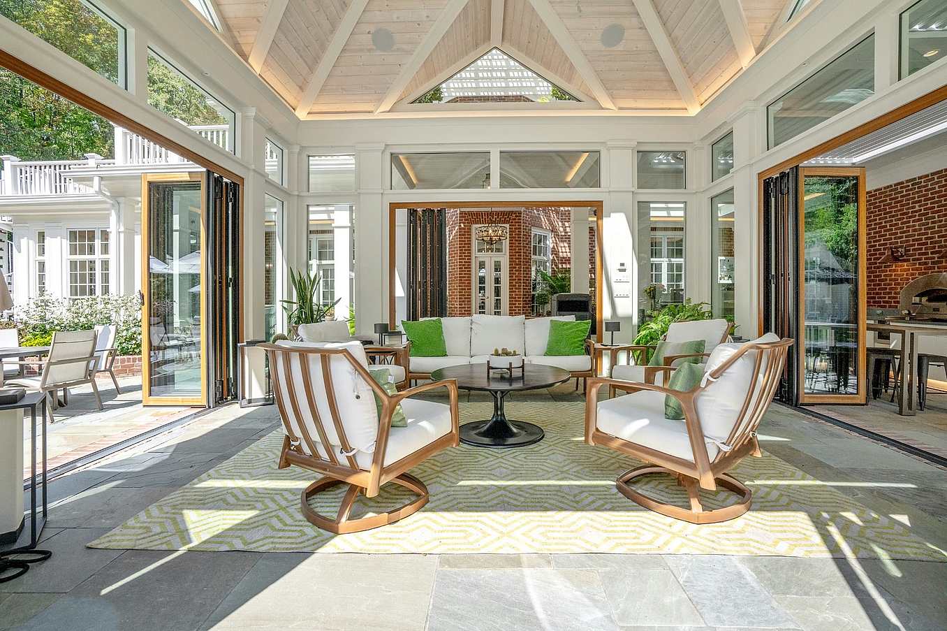 wood framed opening glass walls